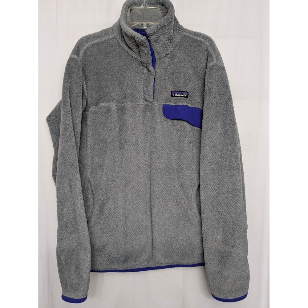 Patagonia Polartec Thermal Pro Fleece Pullover Large Gray Purple Snap-T STY25442